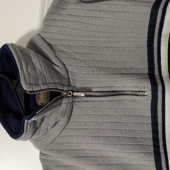 Navy Blue and Grey Timberland WeatherGear Men's 1/4 Vintage Fleece - Picture 4 of 6